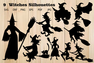 Flying Witches Silhouettes SVG Bundle SVG Yuliya 