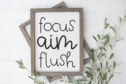 Focus Aim Flush Bathroom Sign SVG Morgan Day Designs 