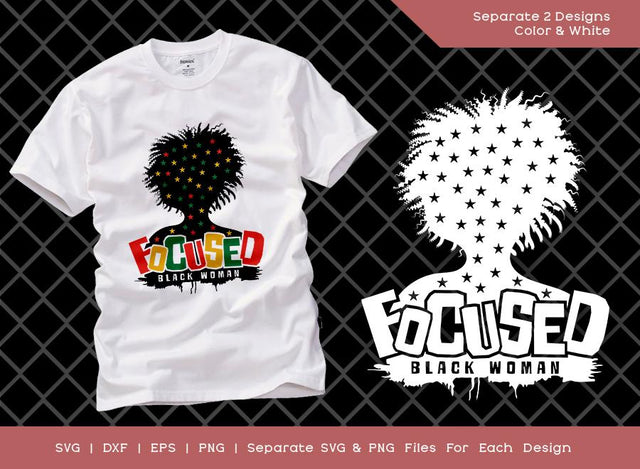 Focused Black Woman SVG Cut File | Afro Girl Svg | Black Lady boss Svg | Black Girl Magic T-shirt Design SVG ETC Craft 