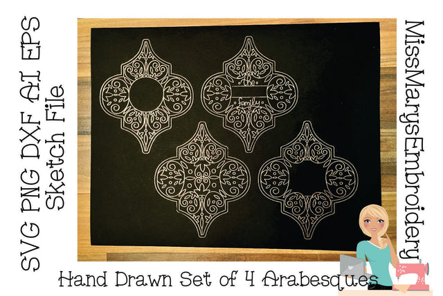 Foil Quill Arabesques | Arabesque SVG | Single Line | Sketch Sketch DESIGN MissMarysEmbroidery 