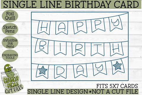 Foil Quill Birthday Card - Banners / Single Line Sketch SVG SVG Crunchy Pickle 