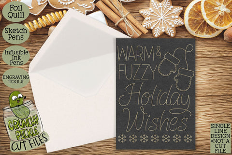 Foil Quill Card - Warm and Fuzzy / Single Line Sketch SVG SVG Crunchy Pickle 