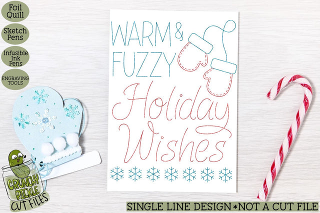 Foil Quill Card - Warm and Fuzzy / Single Line Sketch SVG SVG Crunchy Pickle 