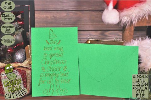 Foil Quill Christmas Card - Christmas Cheer Elf Phrase SVG Crunchy Pickle 