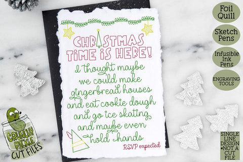 Foil Quill Christmas Card - Elf Invitation SVG Crunchy Pickle 