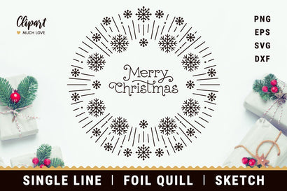 Foil Quill Christmas, Single Line Drawing Christmas SVG, DXF, Engraving SVG SVG ClipartMuchLove 