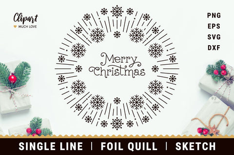Foil Quill Christmas, Single Line Drawing Christmas SVG, DXF, Engraving SVG SVG ClipartMuchLove 