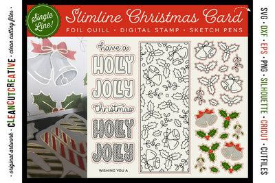 Foil Quill Christmas Slimline Card | foil transfer tool digi stamp single line sketch file Sketch DESIGN CleanCutCreative 