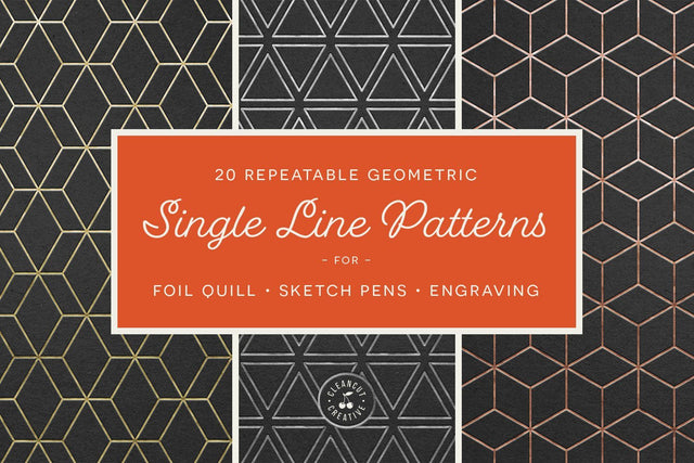Foil Quill designs SVG | 20 Geometric Single Line Patterns Sketch DESIGN CleanCutCreative 