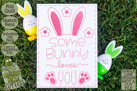 Foil Quill Easter Card - Some Bunny / Single Line Sketch SVG SVG Crunchy Pickle 