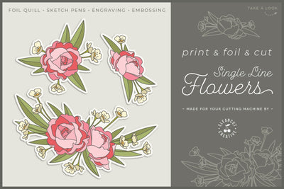 Foil Quill Flowers | Print & Foil single line sketch design Sketch DESIGN CleanCutCreative 