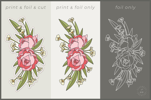 Foil Quill Flowers | Print & Foil single line sketch design Sketch DESIGN CleanCutCreative 