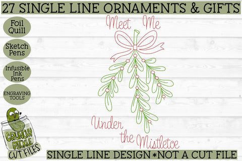 Foil Quill Mistletoe Christmas Card / Single Line sketch SVG Crunchy Pickle 