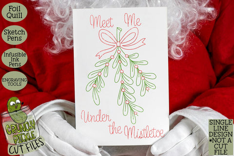 Foil Quill Mistletoe Christmas Card / Single Line sketch SVG Crunchy Pickle 