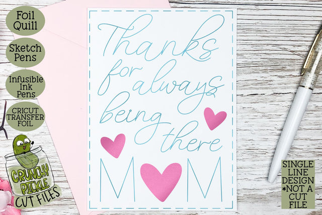 Foil Quill Mother's Day Card - Single Line Sketch SVG SVG Crunchy Pickle 