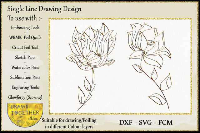 Foil Quill | Single Line Sketch - Abstract flowers 2 Sketch DESIGN DrawnTogether with love 