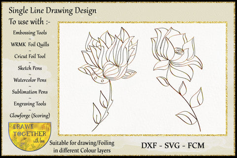 Foil Quill | Single Line Sketch - Abstract flowers 2 Sketch DESIGN DrawnTogether with love 