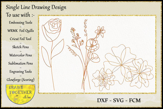Foil Quill | Single Line Sketch - Abstract flowers 4 Sketch DESIGN DrawnTogether with love 