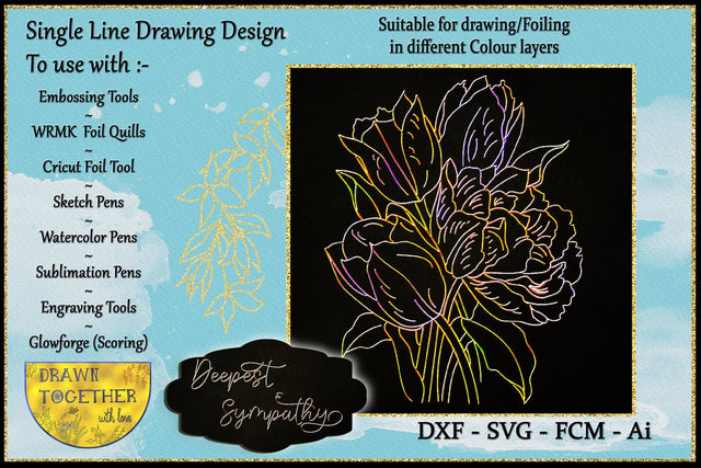 Foil Quill | Single Line | Sketch - Bunch of Tulips Sketch DESIGN DrawnTogether with love 