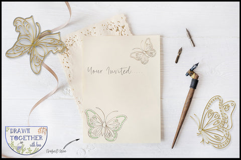 Foil Quill | Single Line Sketch - Butterflies set 2 Sketch DESIGN DrawnTogether with love 