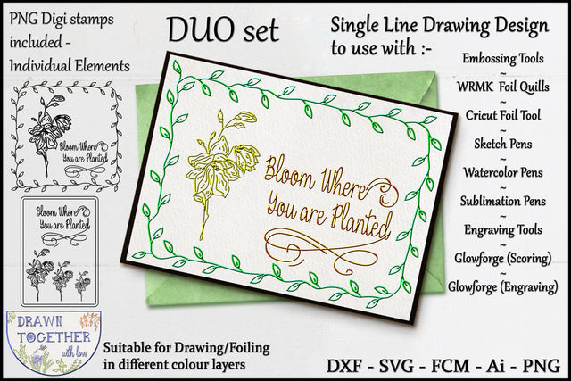Foil Quill | Single Line Sketch | Digi Stamps - Bloom Where You're Planted Sketch DESIGN DrawnTogether with love 