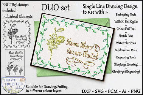 Foil Quill | Single Line Sketch | Digi Stamps - Bloom Where You're Planted Sketch DESIGN DrawnTogether with love 