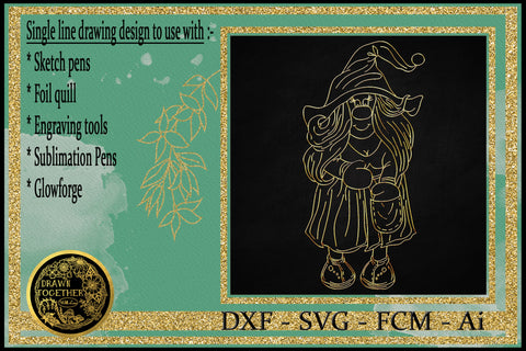 Foil Quill | Single Line Sketch | Digi Stamps - Lady Gnome Sketch DESIGN DrawnTogether with love 