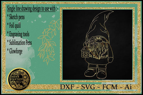 Foil Quill | Single Line Sketch | Digi Stamps - Man Gnome - Oswald Sketch DESIGN DrawnTogether with love 