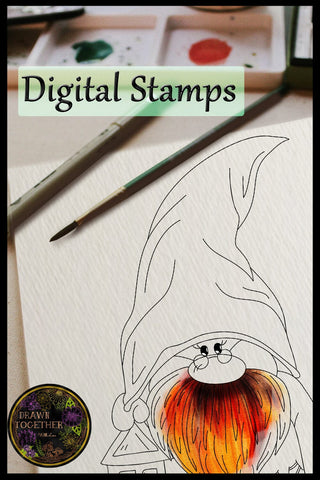 Foil Quill | Single Line Sketch | Digi Stamps - Man Gnome - Oswald Sketch DESIGN DrawnTogether with love 