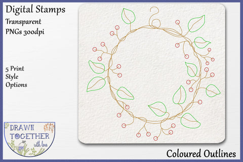 Foil Quill | Single Line Sketch | Digi Stamps - Twisted Wire Wreath Sketch DESIGN DrawnTogether with love 