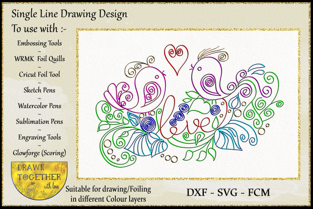 Foil Quill | Single Line | Sketch - Love Birds Sketch DESIGN DrawnTogether with love 