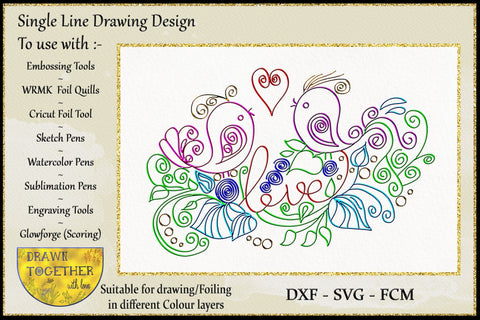 Foil Quill | Single Line | Sketch - Love Birds Sketch DESIGN DrawnTogether with love 