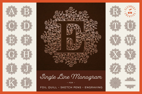 Foil Quill | Single Line | Sketch Mandala Monogram Alphabet Sketch DESIGN CleanCutCreative 