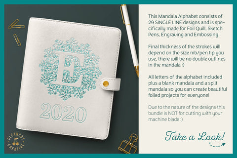 Foil Quill | Single Line | Sketch Mandala Monogram Alphabet Sketch DESIGN CleanCutCreative 