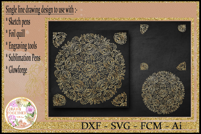 Foil Quill | Single Line | Sketch - Mandala Roses Sketch DESIGN DrawnTogether with love 