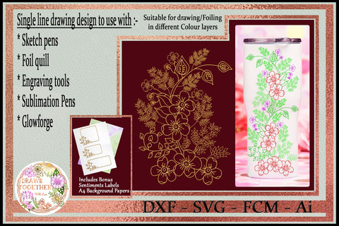 Foil Quill | Single Line | Sketch - Primrose and Ferns SVG DrawnTogether with love 