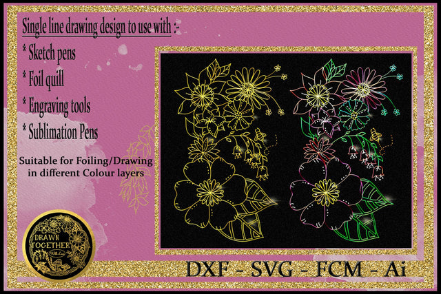 Foil Quill | Single Line | Sketch - Sketch Flowers Sketch DESIGN DrawnTogether with love 