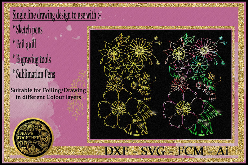 Foil Quill | Single Line | Sketch - Sketch Flowers Sketch DESIGN DrawnTogether with love 
