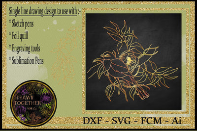 Foil Quill | Single Line | Sketch - Trogon Bird in Tree Sketch DESIGN DrawnTogether with love 