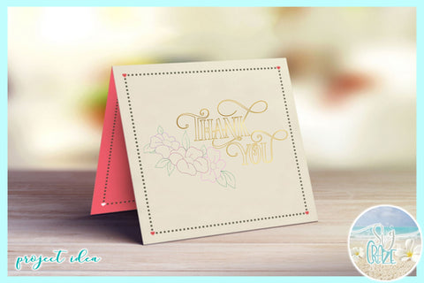 Foil Quill Single Line Thank You With Flowers SVG SVG Harbor Grace Designs 