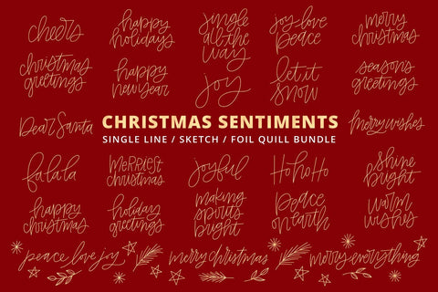 Foil Quill Sketch Single Line Christmas Phrases Bundle SVG k.becca 