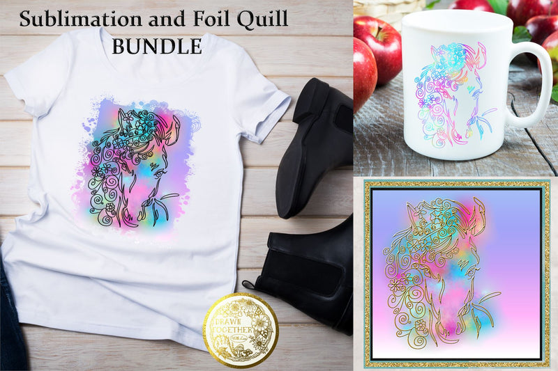 Foil Quill | Sublimation PNG | Cutting SVG - Bundle - Horse 1 SVG DrawnTogether with love 