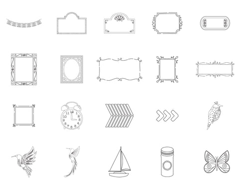 Foil Quill SVG Bundle: 100 Frames, Icons, and Doodles (Paige Evans Vol 2) SVG We R Memory Keeper's Foil Quill 