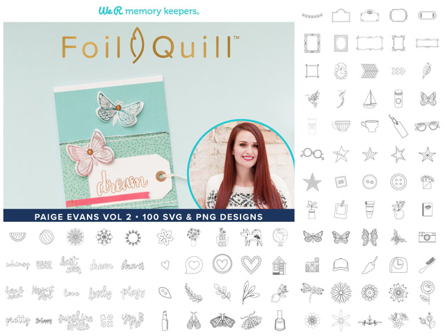 Foil Quill SVG Bundle: 100 Frames, Icons, and Doodles (Paige Evans Vol 2) SVG We R Memory Keeper's Foil Quill 