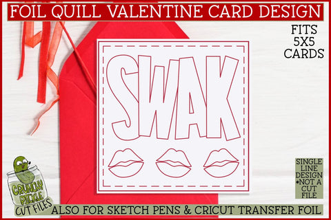 Foil Quill Valentine Card - SWAK / Single Line Sketch SVG SVG Crunchy Pickle 