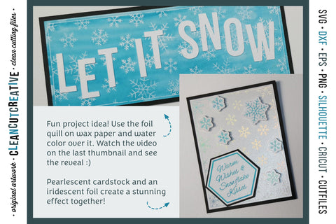 Foil Quill Winter Slimline Card pack with polar bear and snowflakes | foil transfer sketch file Sketch DESIGN CleanCutCreative 