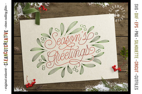 Foil Single Line Season's Greetings - Christmas sketch file SVG Sketch DESIGN CleanCutCreative 