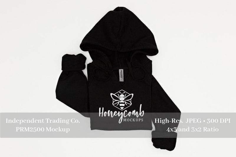Folded Sweatshirt Mockup, PRM2500 Black Mockup, Women's Hooded Sweatshirt Mockup Mock Up Photo Honeycomb Mockups 