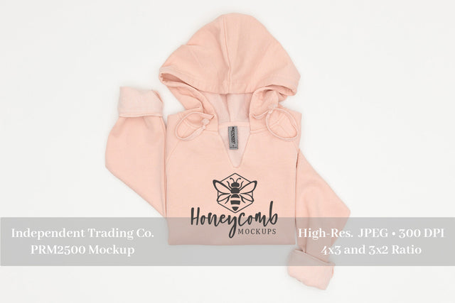 Folded Sweatshirt Mockup, PRM2500 Blush Mockup, Women's Hooded Sweatshirt Mockup Mock Up Photo Honeycomb Mockups 