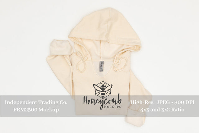 Folded Sweatshirt Mockup, PRM2500 Bone Mockup, Womens Hooded Sweatshirt Mockup Mock Up Photo Honeycomb Mockups 